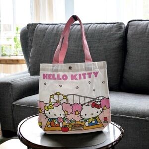 Sanrio Hello Kitty Pink and White Carnival Mini Tote Book Bag